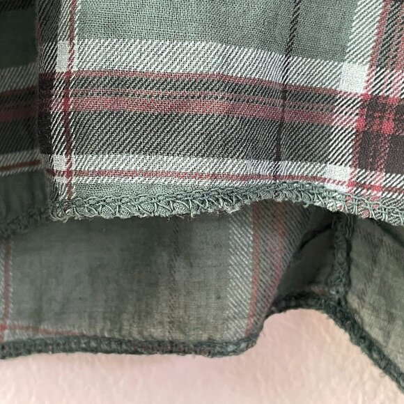 SAGA Made in Italy Tunic Top OS Green Plaid Roll Tab Sleeve Shirt Lagenlook Boho - Picture 8 of 12